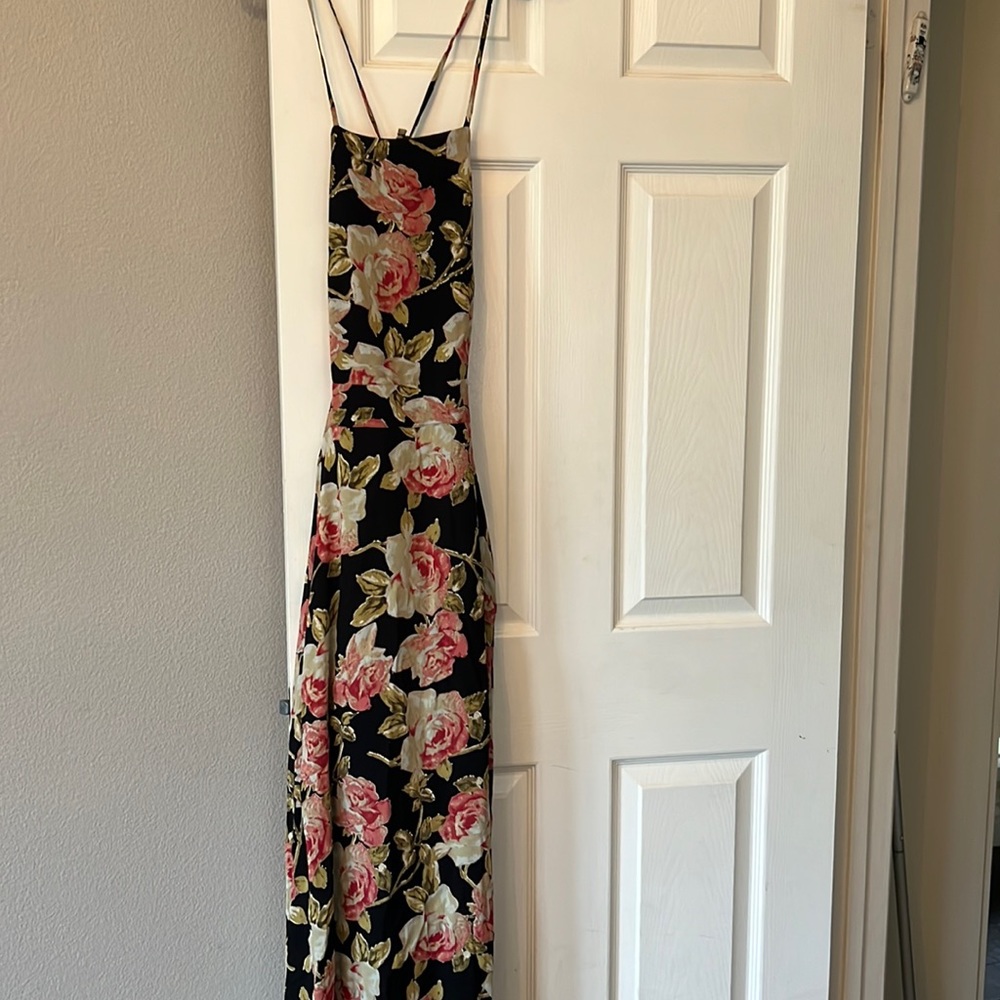 Roe + May floral backless long dress